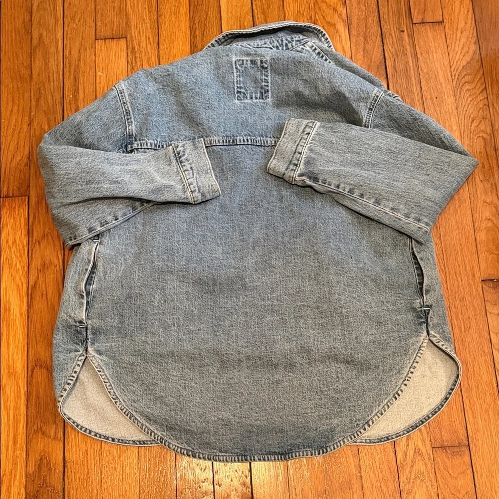 Denim Button-Up Shirt Jacket - Picture 3 of 4